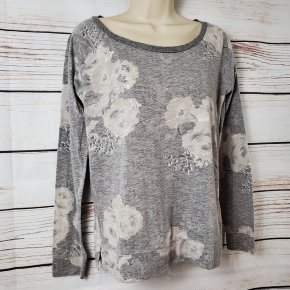 American Eagle | Floral Print Heathered LS Top - Picture 4 of 8